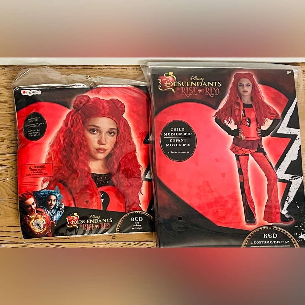 Disney Descendants 4: The Rise of Red Halloween Costume 8-10 and Wig